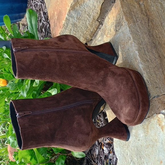 Jeffrey Campbell Humanity Zip Platform Brown Suede Boots Women's Size 8.5 - Picture 5 of 7